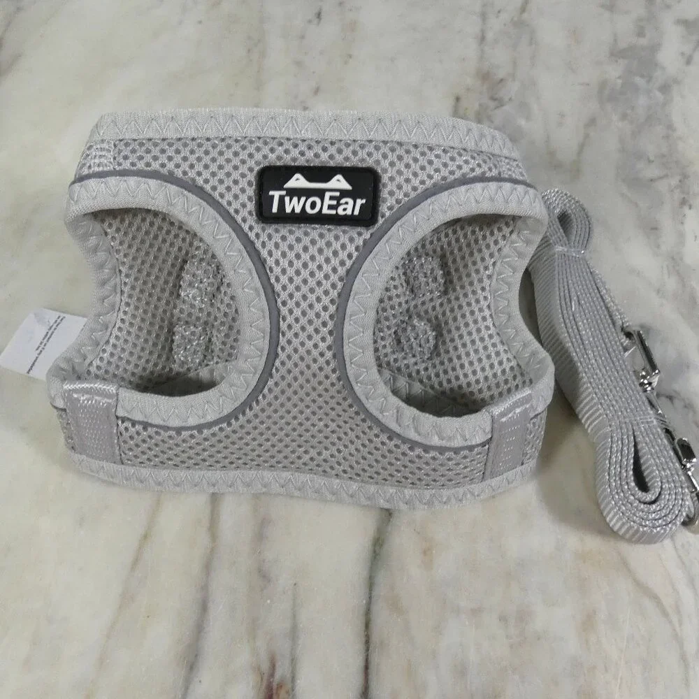 TwoEar Cat Harness and Leash Escape Proof Soft Small Puppy or Toy dog XXS, Grey